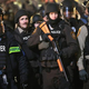 Police and National Guard confront demonstrators outside the police station in Ferguson, Mo., Nov. 28, 2014.
Scott Olson/Getty Images